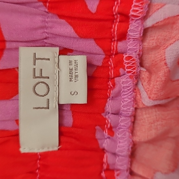 LOFT Pink Purple Floral Print Maxi Tiered Skirt - Picture 3 of 5